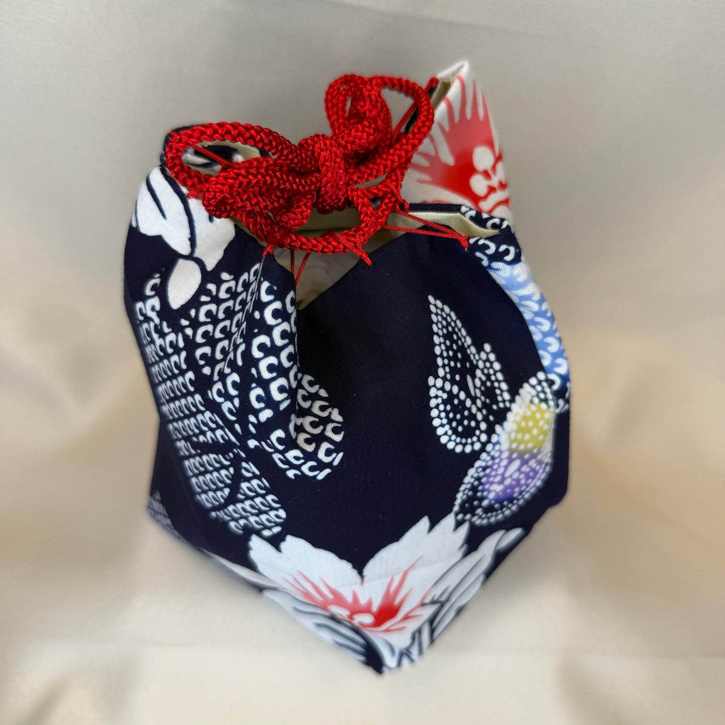 "Yukata Style" Japanese Kinchaku Drawstring Bag