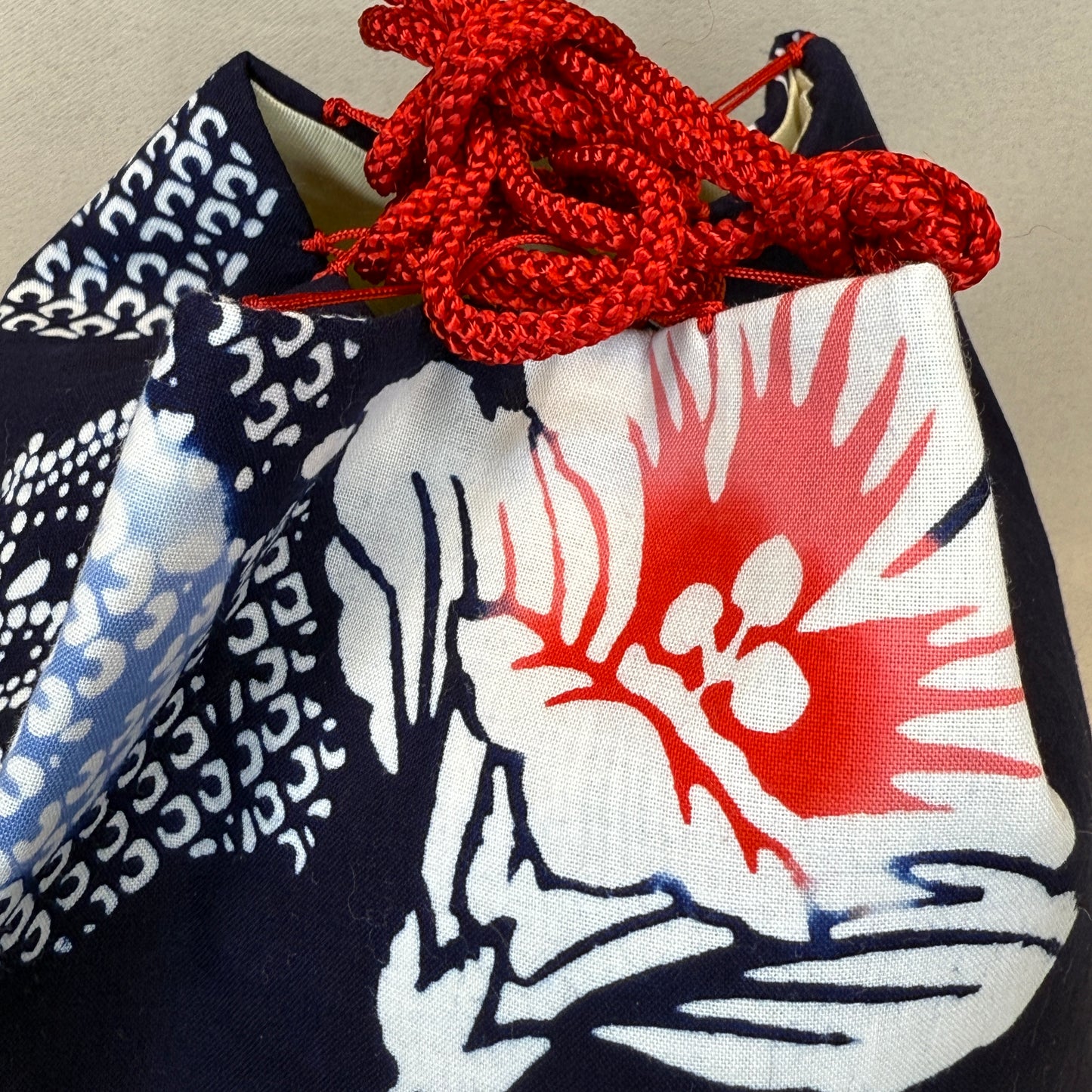 "Yukata Style" Japanese Kinchaku Drawstring Bag