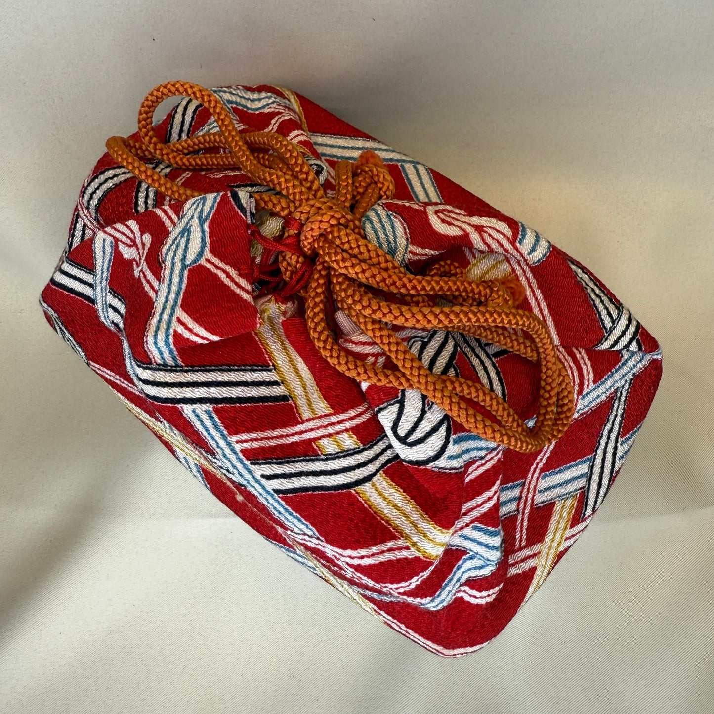 "Festive Ribbons" Japanese Kinchaku Basket Bag