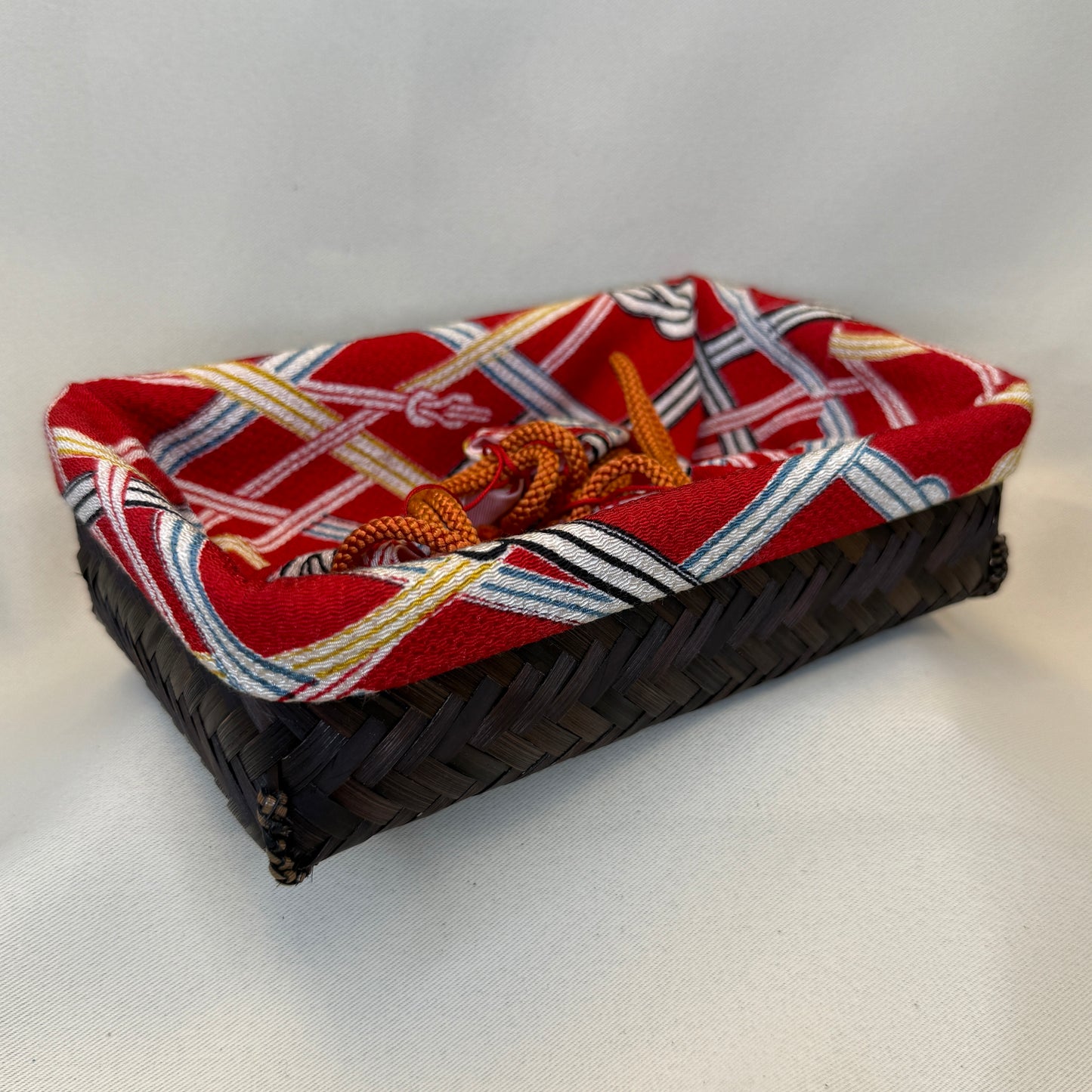 "Festive Ribbons" Japanese Kinchaku Basket Bag