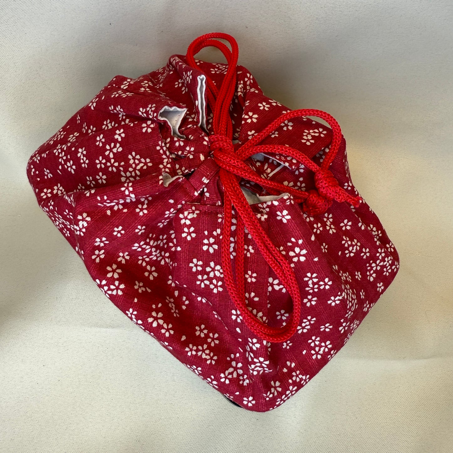 "Cherry Lane" Japanese Kinchaku Basket Bag