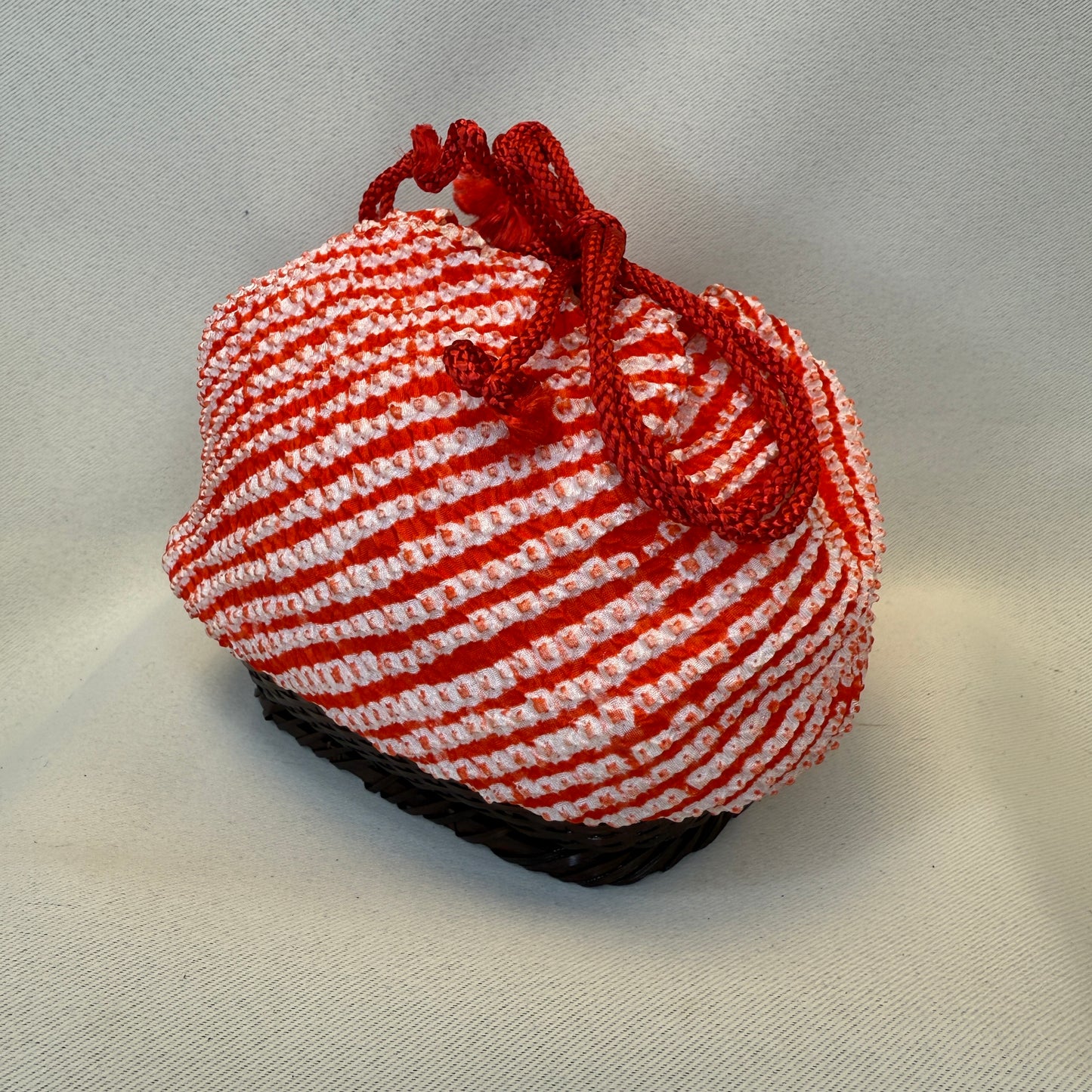 "Candy Stripe" Japanese Kinchaku Basket Bag