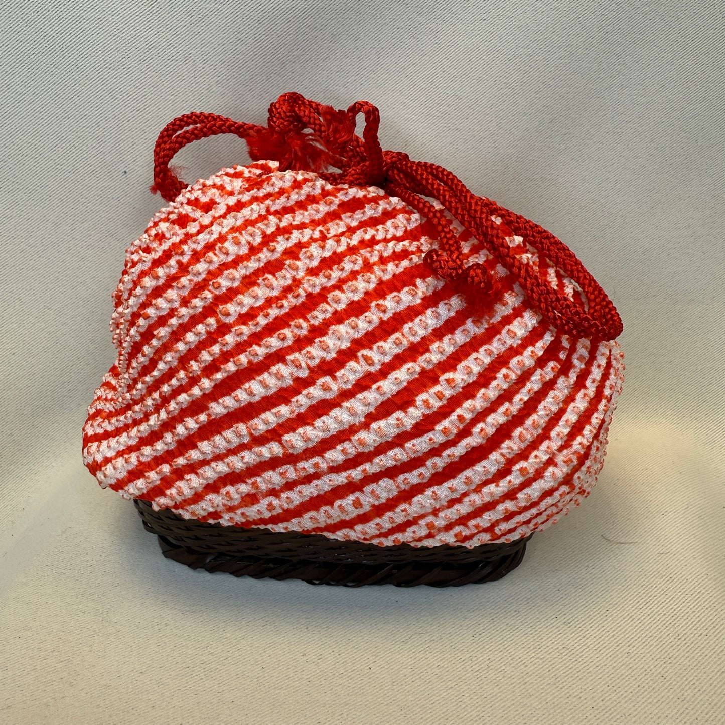 "Candy Stripe" Japanese Kinchaku Basket Bag