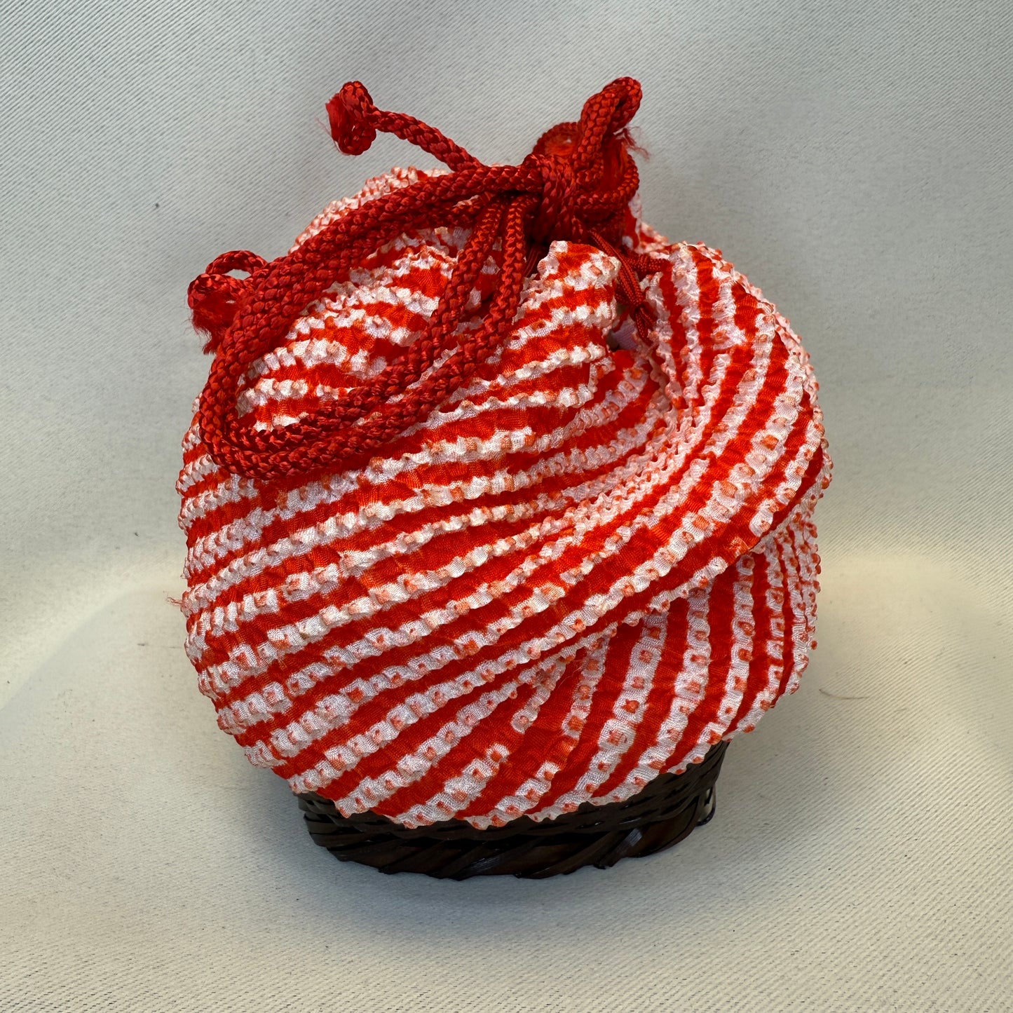 "Candy Stripe" Japanese Kinchaku Basket Bag