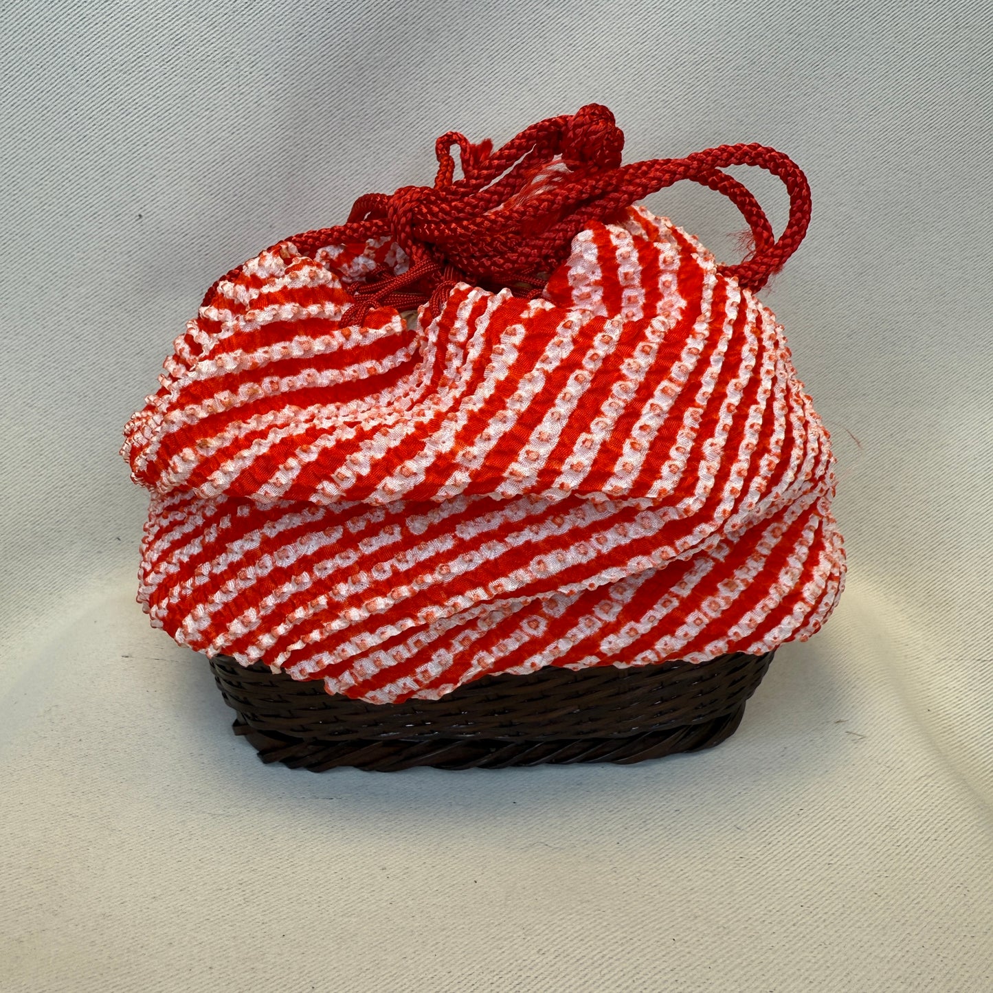 "Candy Stripe" Japanese Kinchaku Basket Bag