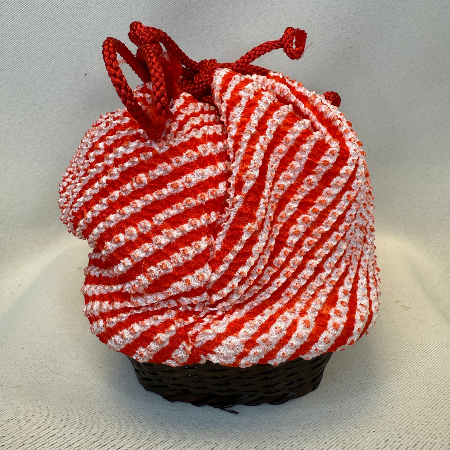 "Candy Stripe" Japanese Kinchaku Basket Bag