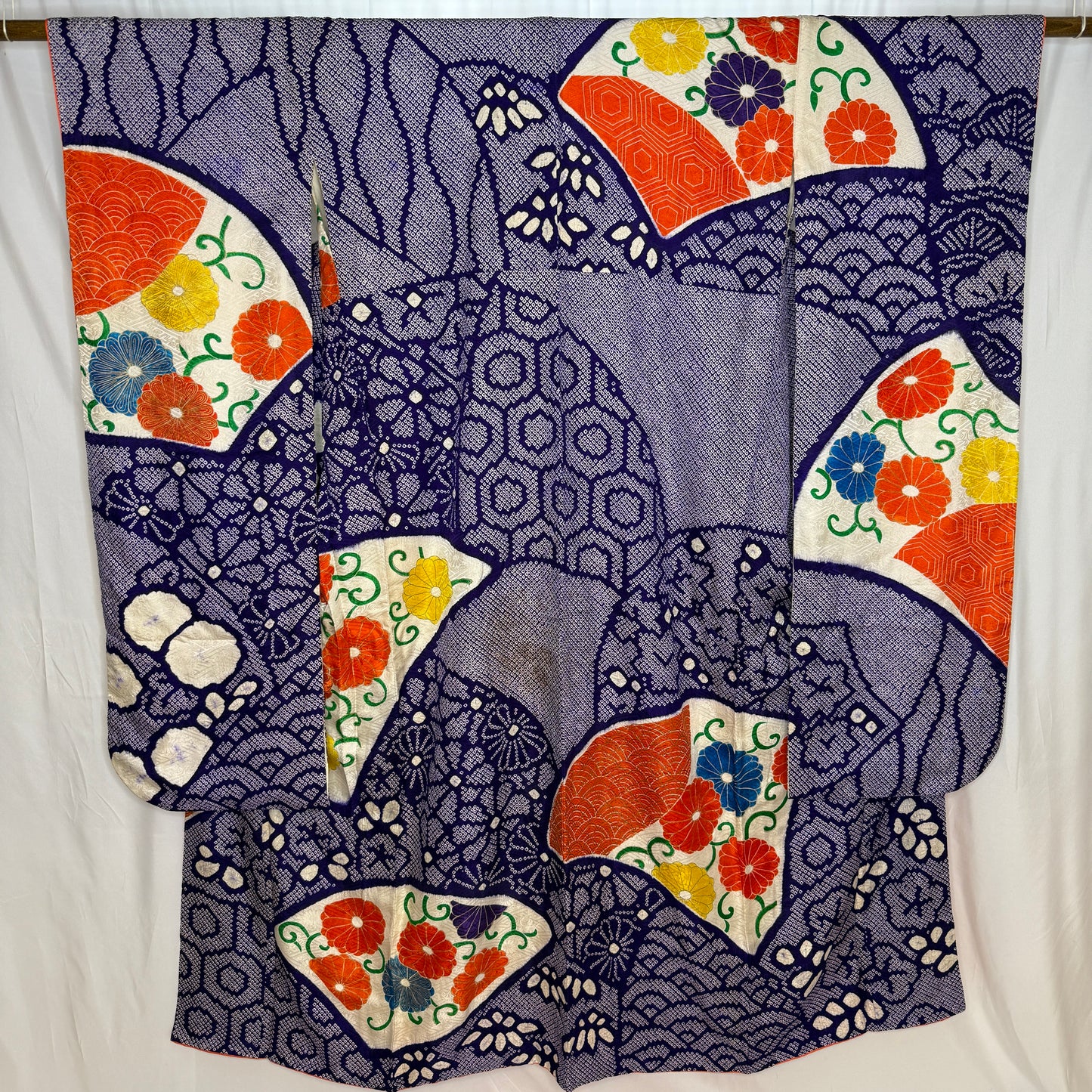"Royal Fans" Vintage Furisode Kimono