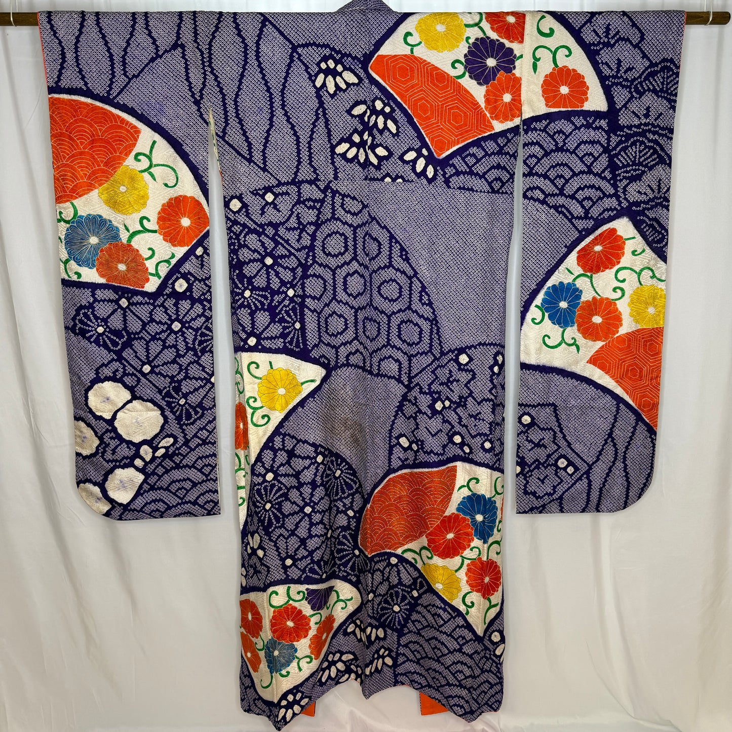 "Royal Fans" Vintage Furisode Kimono