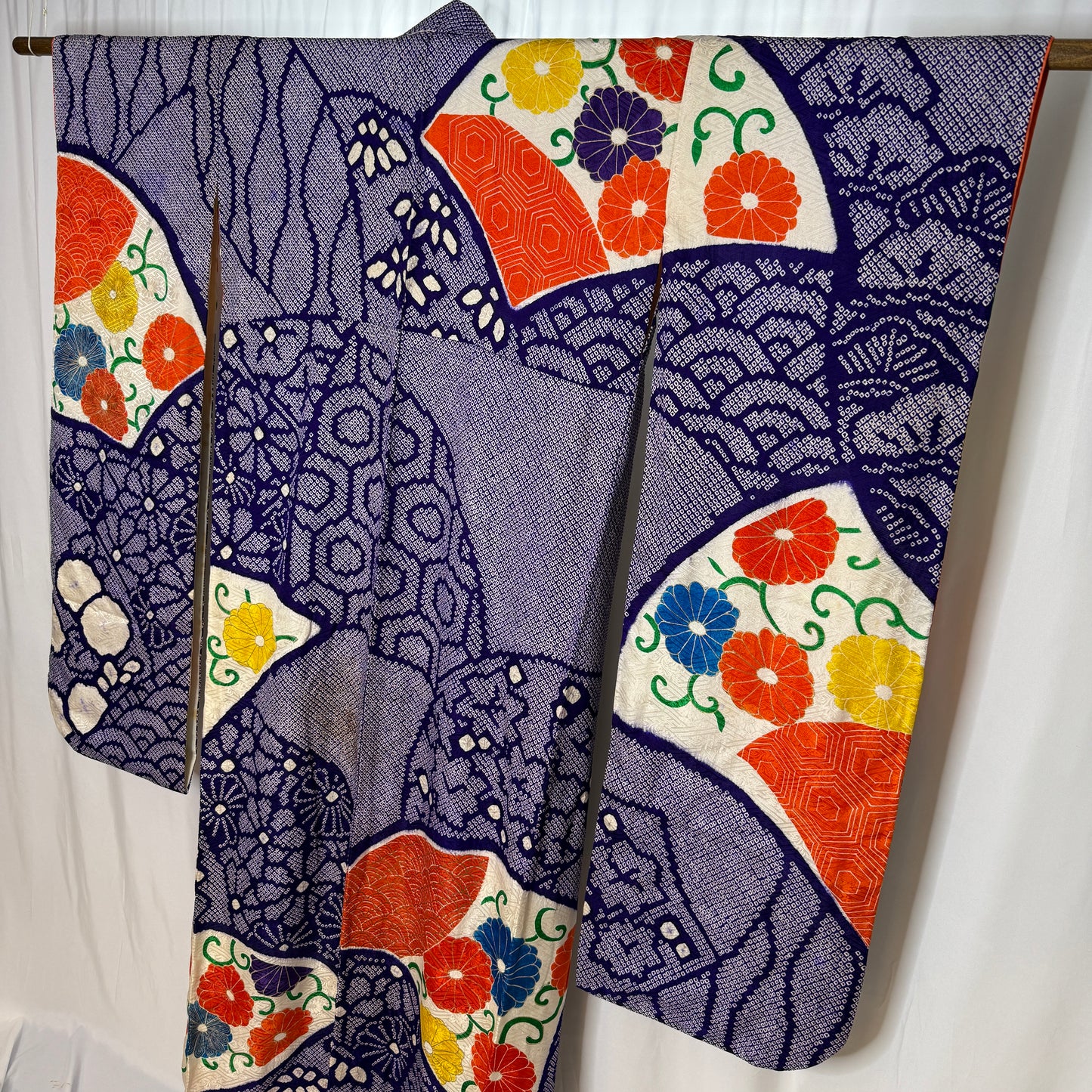 "Royal Fans" Vintage Furisode Kimono
