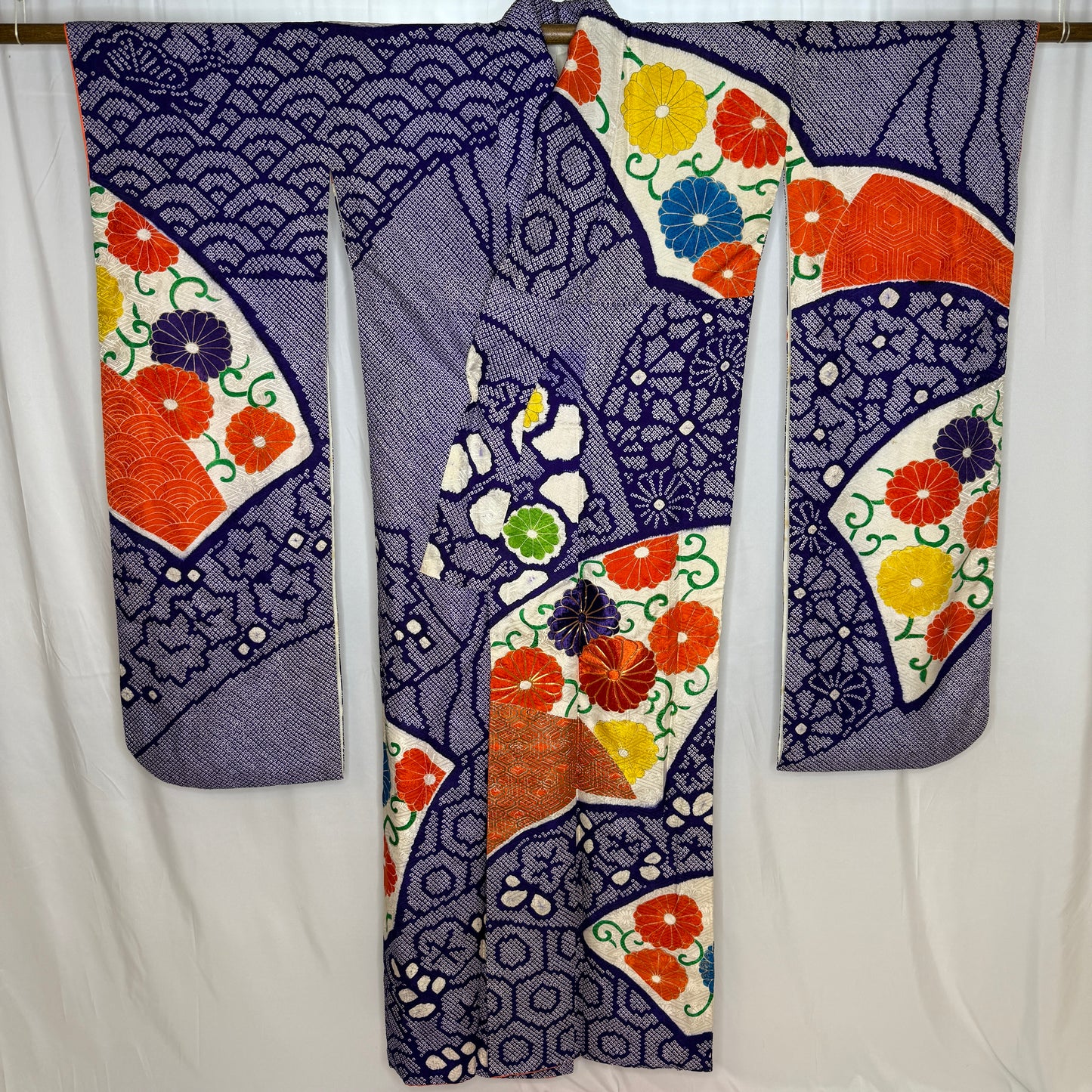 "Royal Fans" Vintage Furisode Kimono