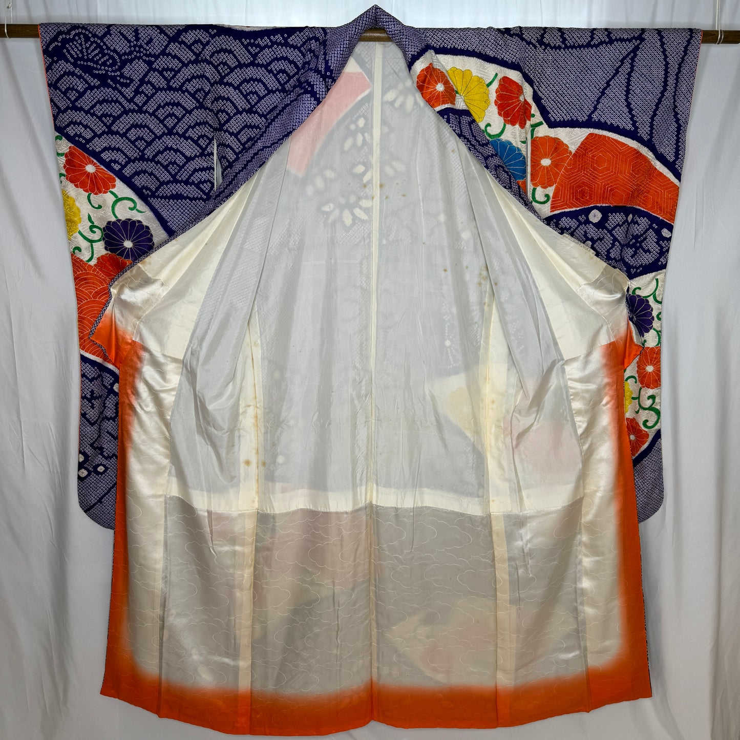 "Royal Fans" Vintage Furisode Kimono