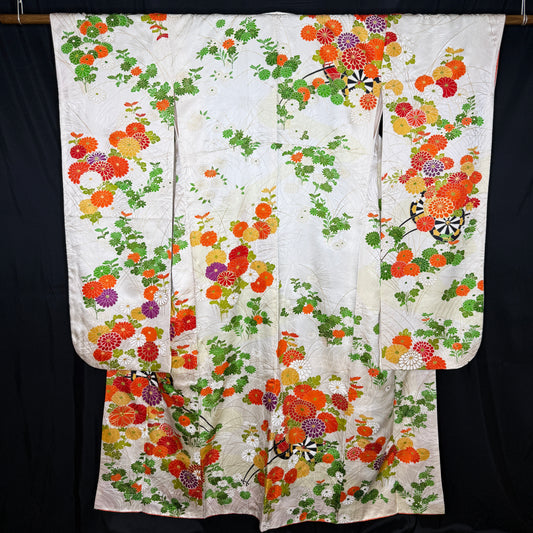 "Flowered Carts" Vintage Furisode Kimono