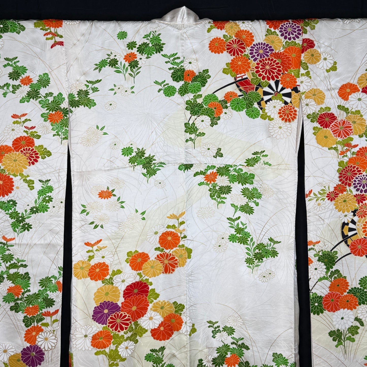 "Flowered Carts" Vintage Furisode Kimono