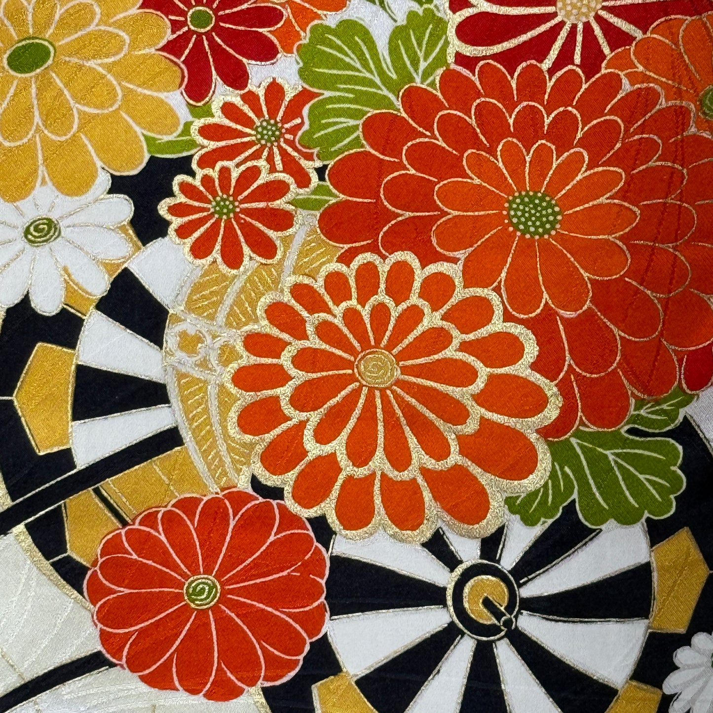 "Flowered Carts" Vintage Furisode Kimono