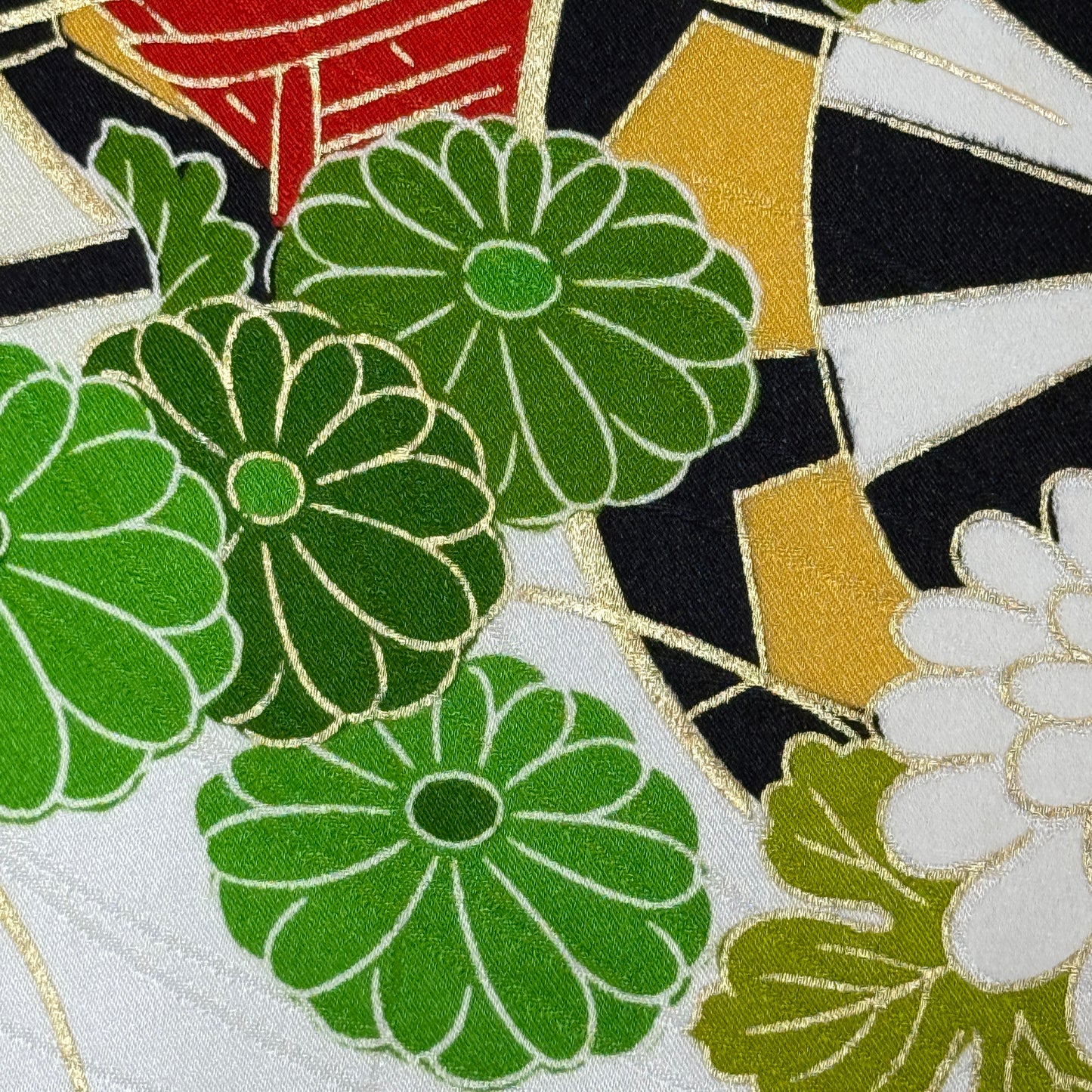 "Flowered Carts" Vintage Furisode Kimono
