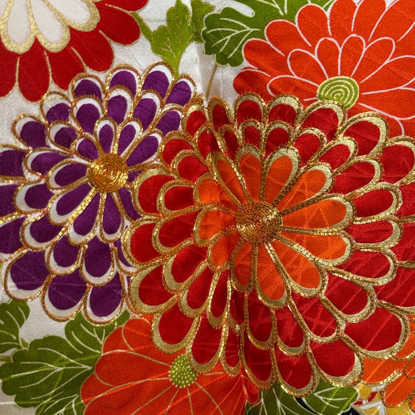 "Flowered Carts" Vintage Furisode Kimono
