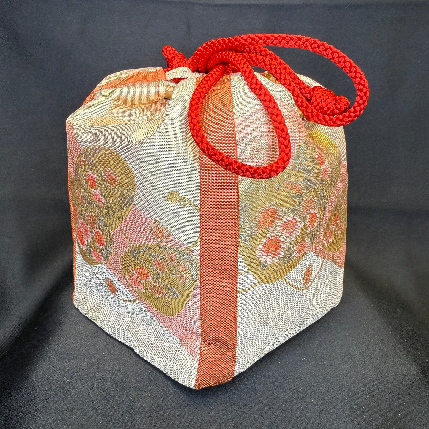 "Kimono Bloom" Japanese Kinchaku Drawstring Bag