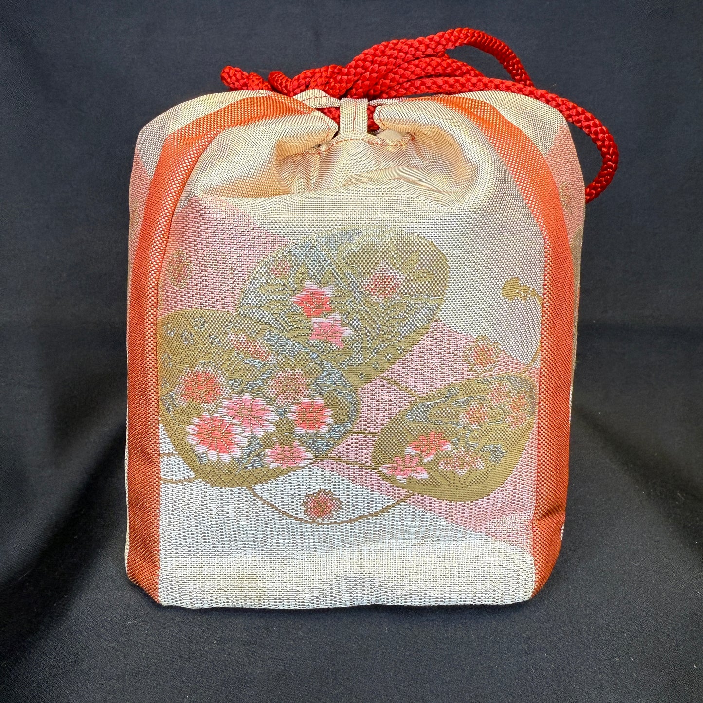 "Kimono Bloom" Japanese Kinchaku Drawstring Bag