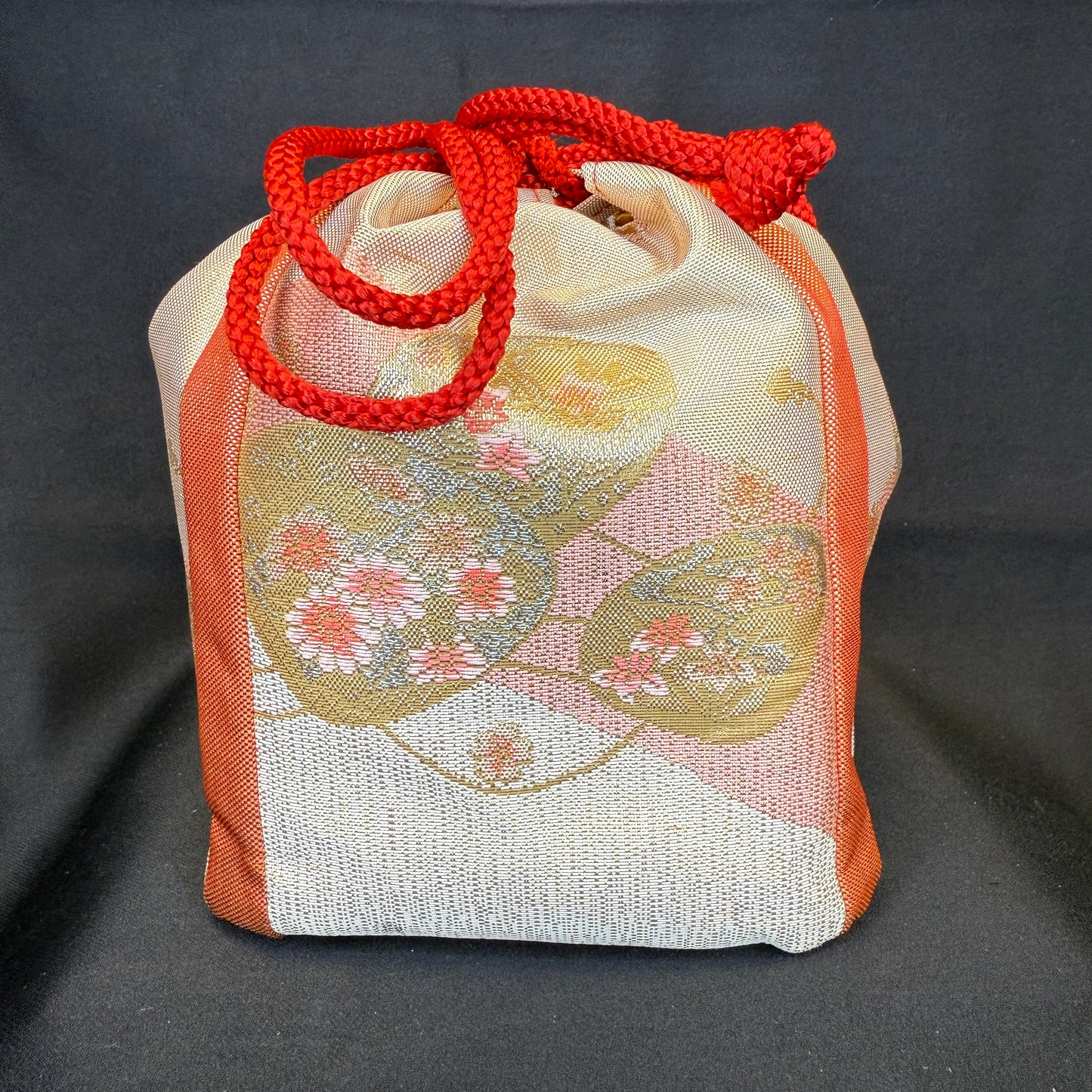 "Kimono Bloom" Japanese Kinchaku Drawstring Bag