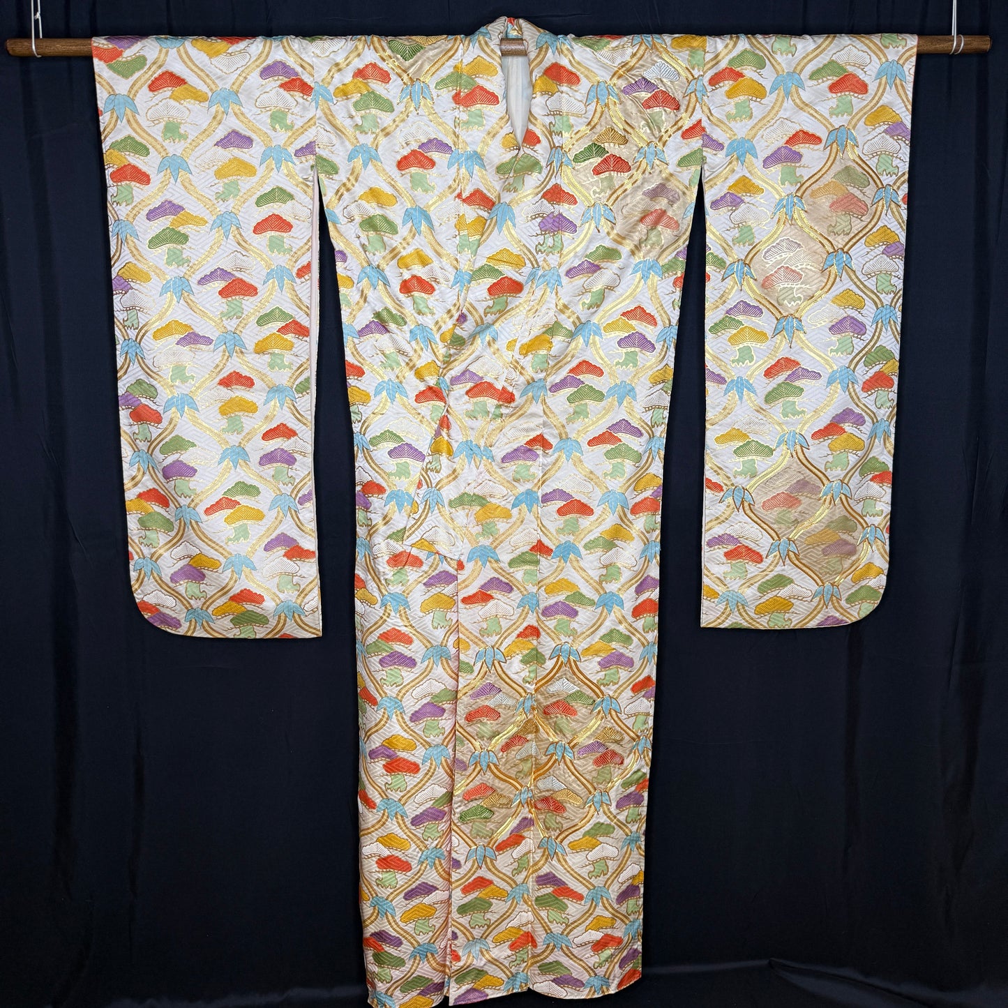 "Tatewaku, Pine, Bamboo" Vintage Furisode Kimono