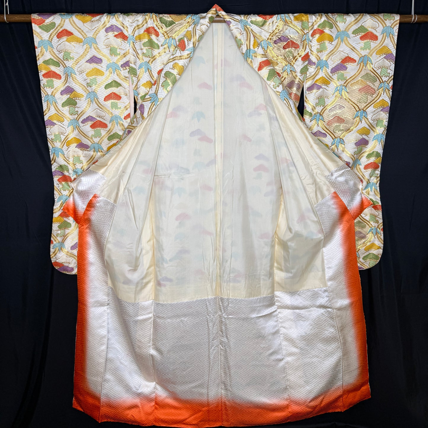 "Tatewaku, Pine, Bamboo" Vintage Furisode Kimono