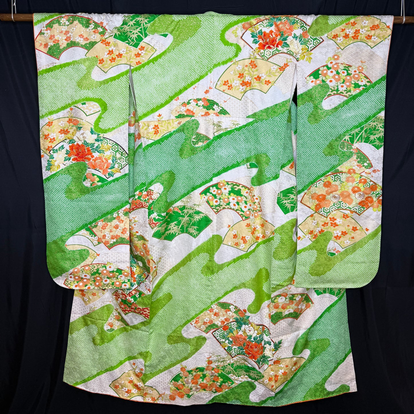 "Sensu Shibori" Vintage Furisode Kimono