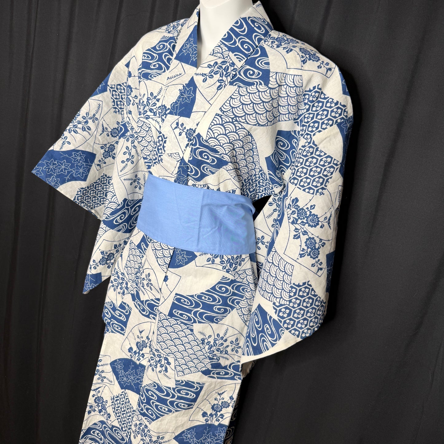 "Fan Meadow" Vintage Japanese Yukata