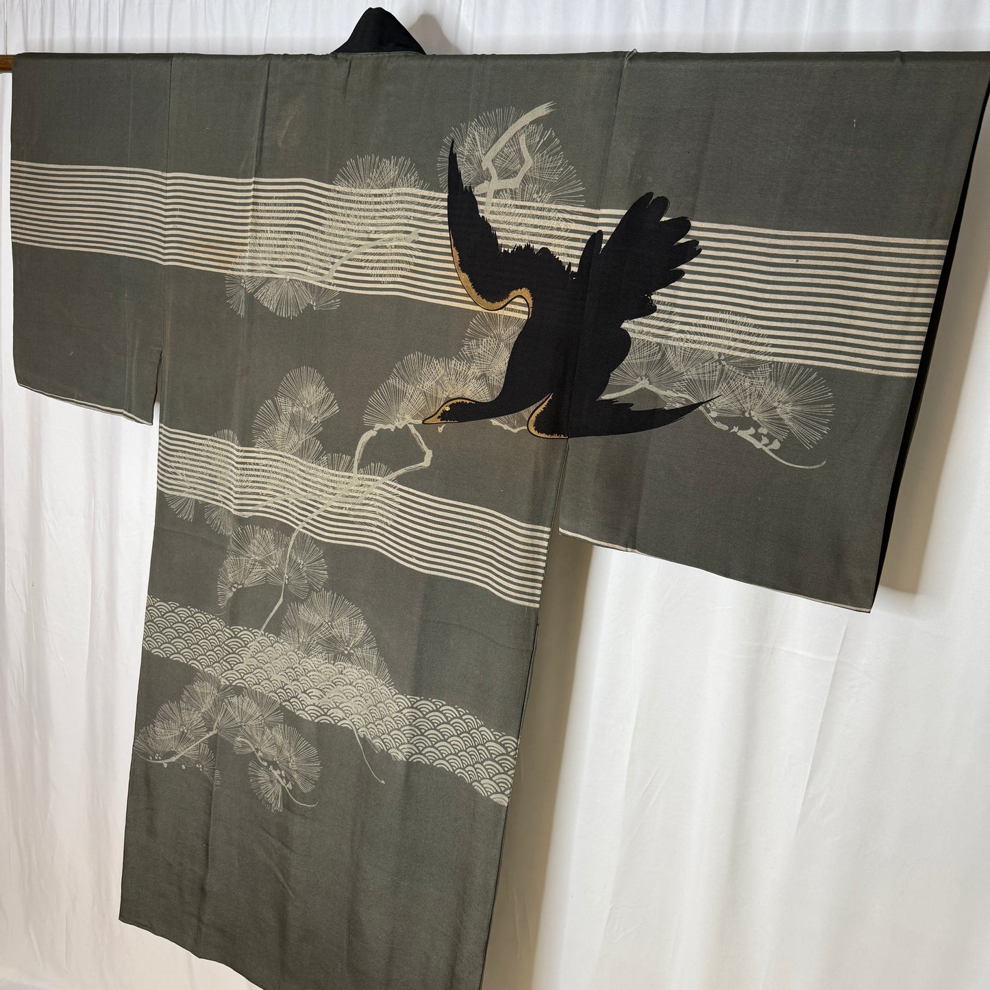 "Black Cormorant" Man's Juban Underkimono