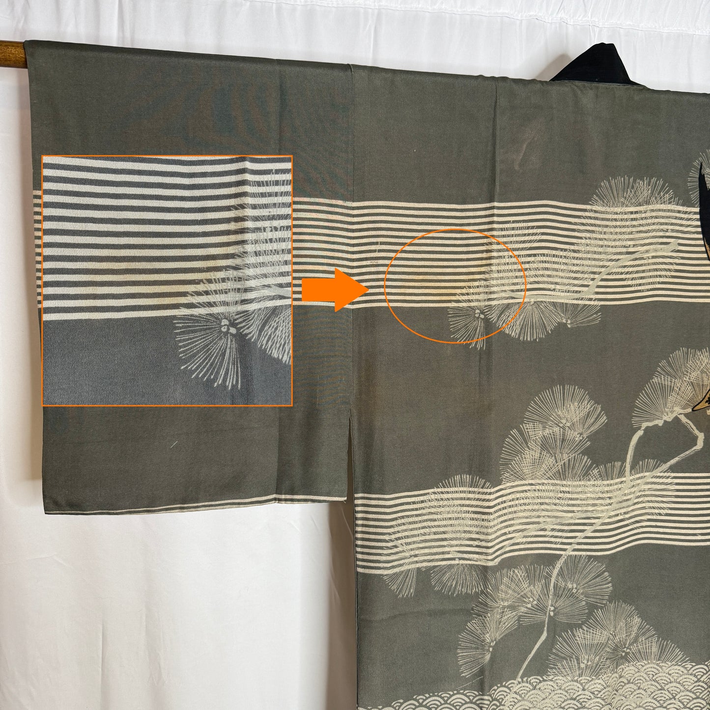 "Black Cormorant" Man's Juban Underkimono