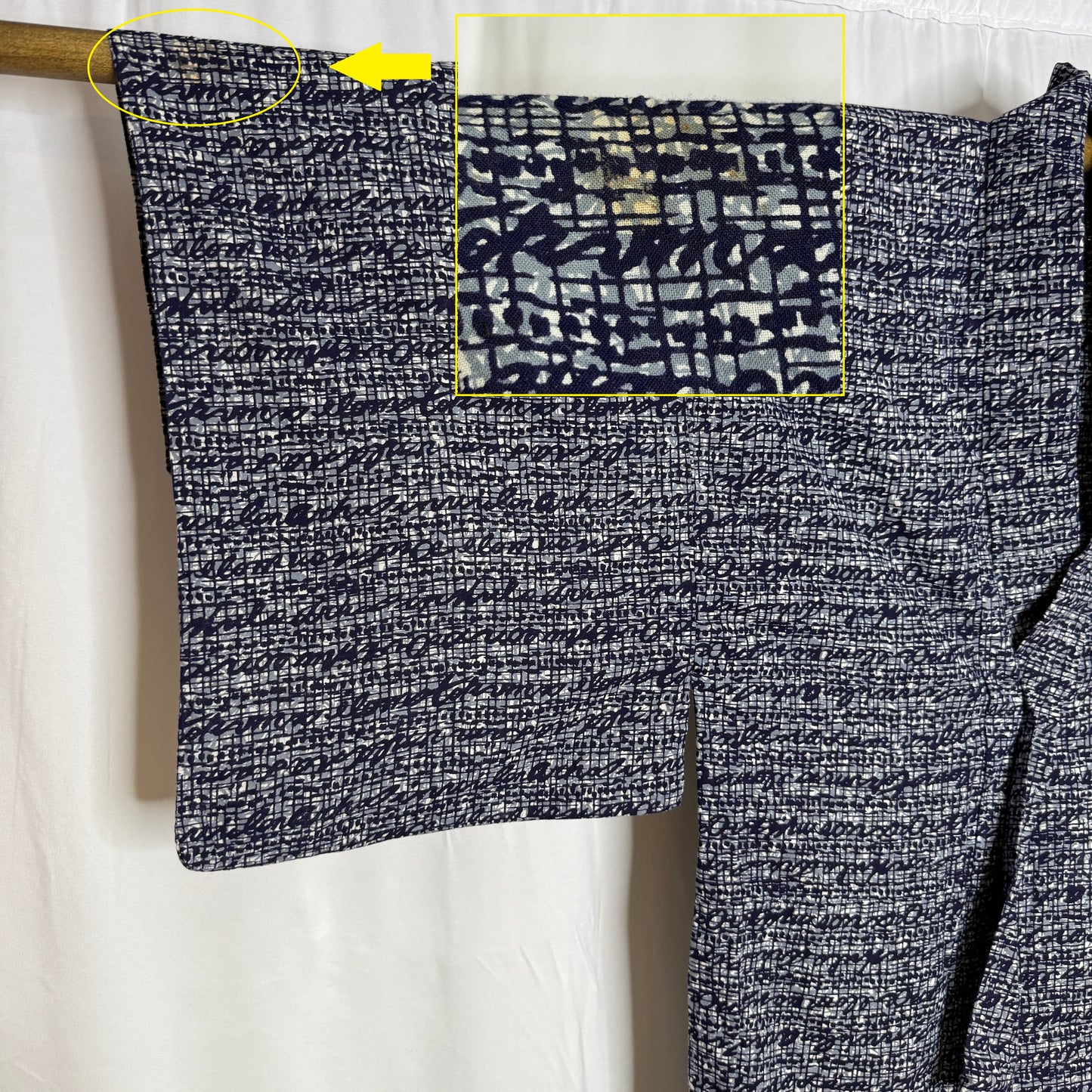 "Ink Grid" Vintage Japanese Yukata