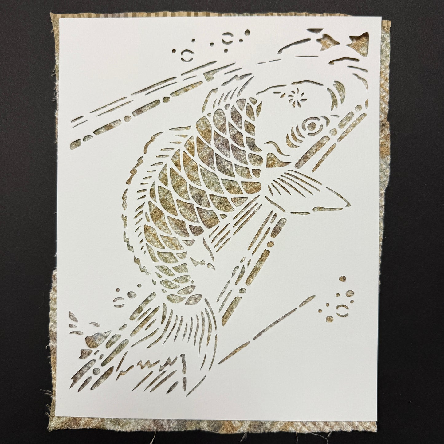 "Jumping Koi" Katagami Art