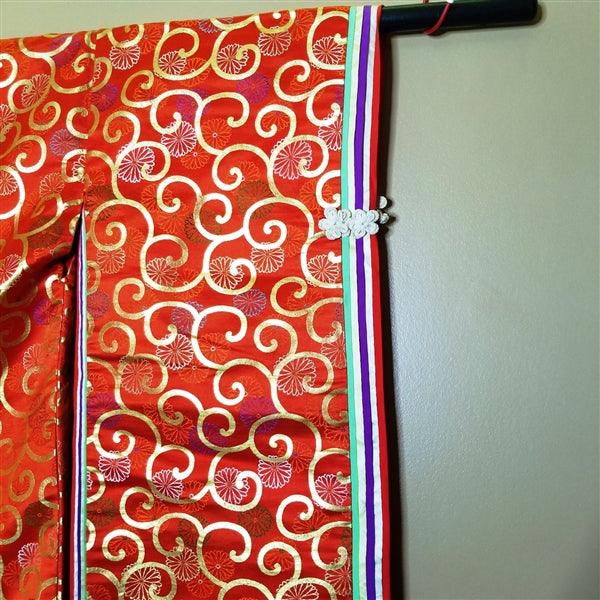 "Arabesque on Red" Vintage Wedding Kimono (Kakeshita) - Kyoto Kimono