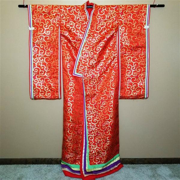 "Arabesque on Red" Vintage Wedding Kimono (Kakeshita) - Kyoto Kimono