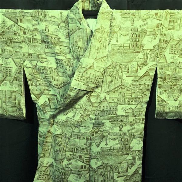 "Architecture" Vintage Kimono - Kyoto Kimono
