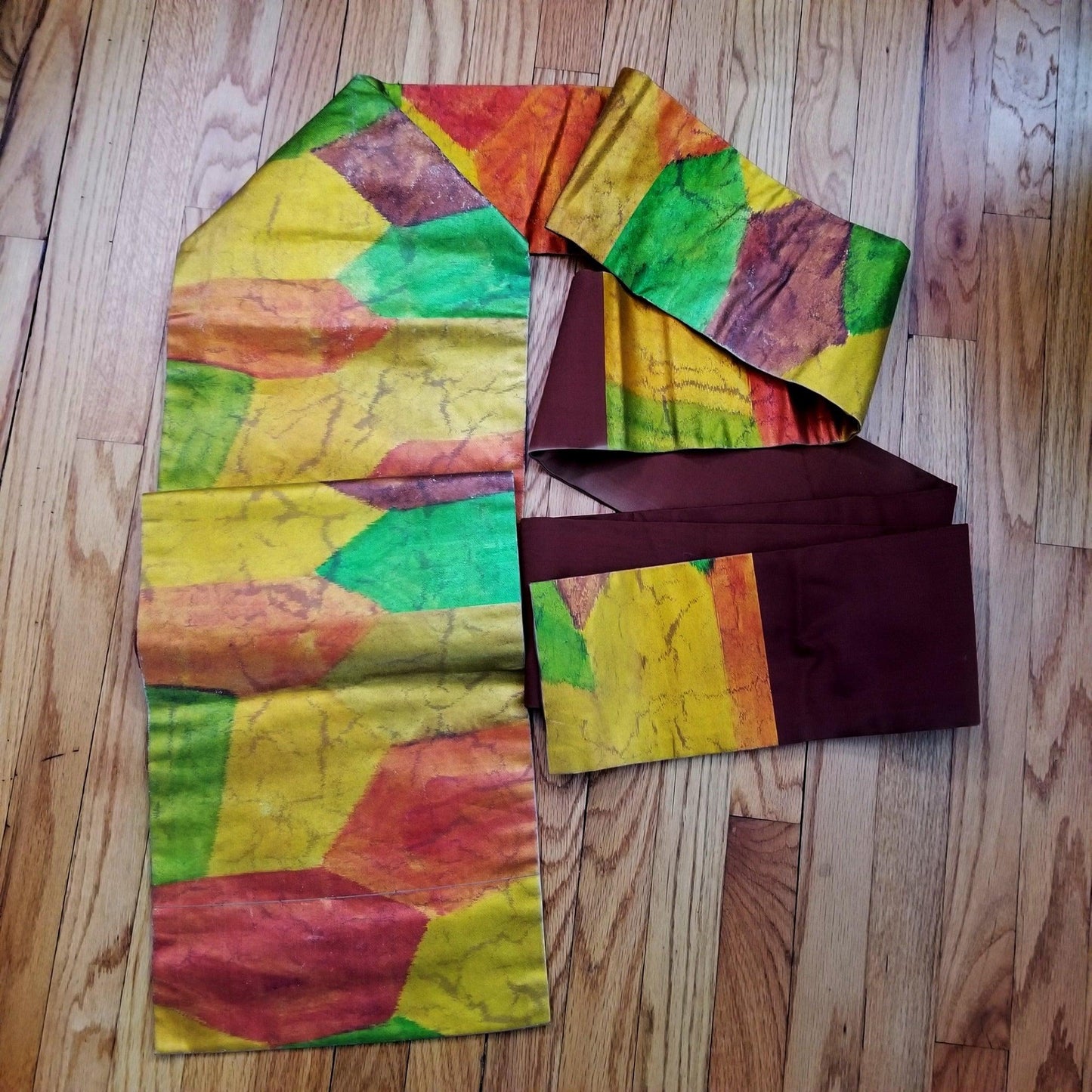 "Autumn Mosaic" Vintage Nagoya Obi - Kyoto Kimono