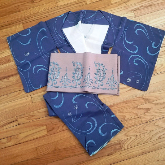 "Batik Swirls" Kimono Obi Set - Kyoto Kimono
