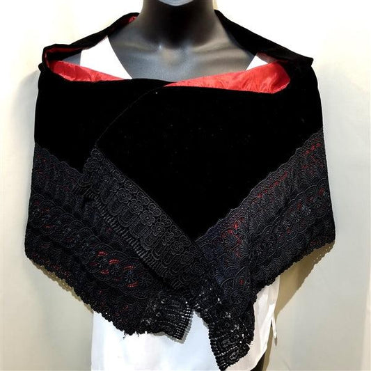 "Black and Red" Vintage Kimono Shawl - Kyoto Kimono