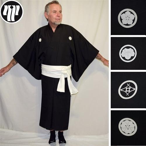 "Black Formal" Man's Kimono - Various Crests - Kyoto Kimono