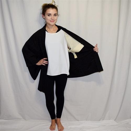 "Black Silk" Haori Jacket - Kyoto Kimono