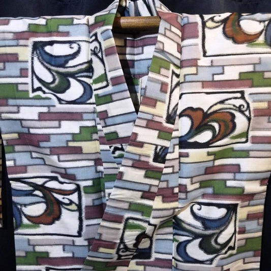 "Brick House" Vintage Meisen Kimono - Kyoto Kimono