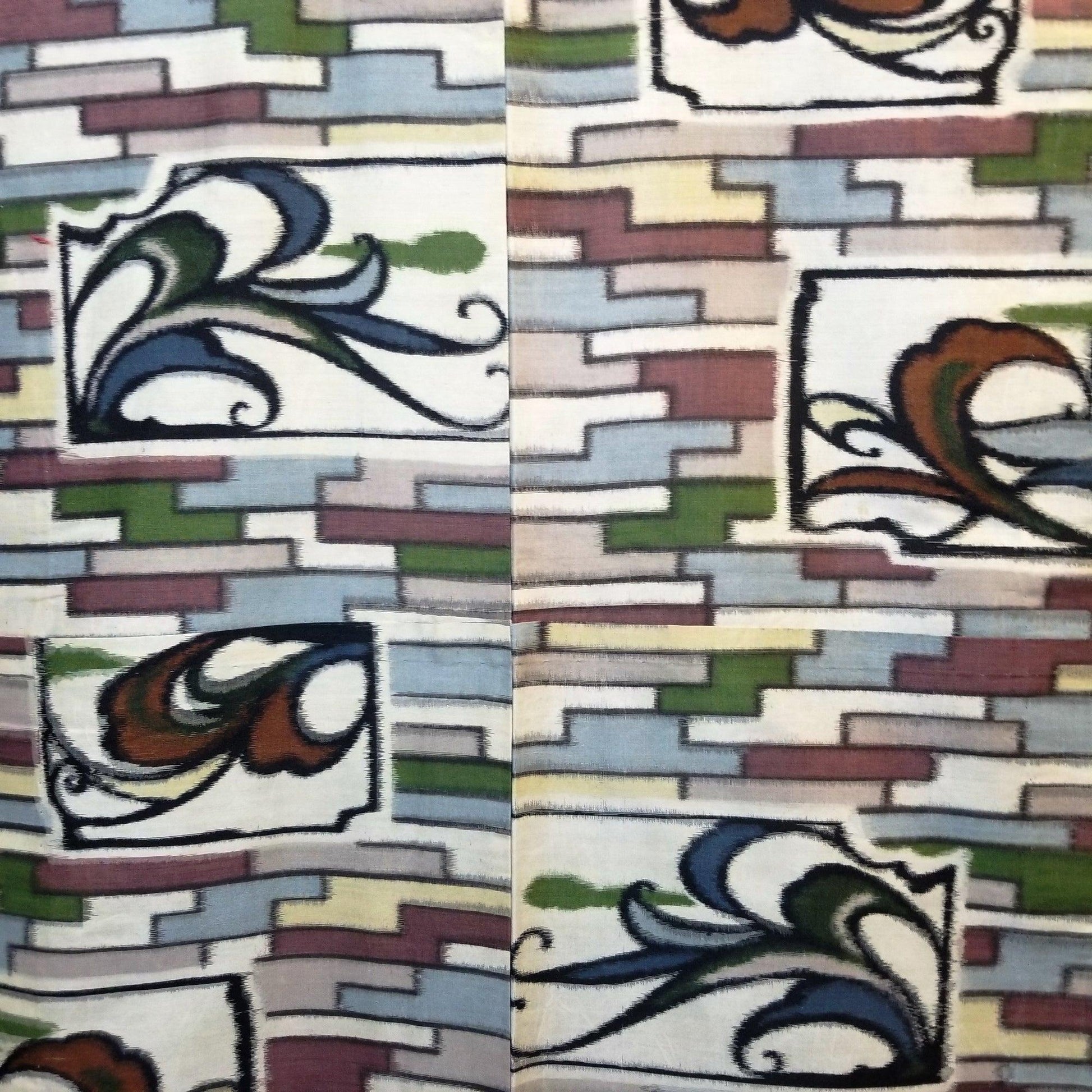 "Brick House" Vintage Meisen Kimono - Kyoto Kimono