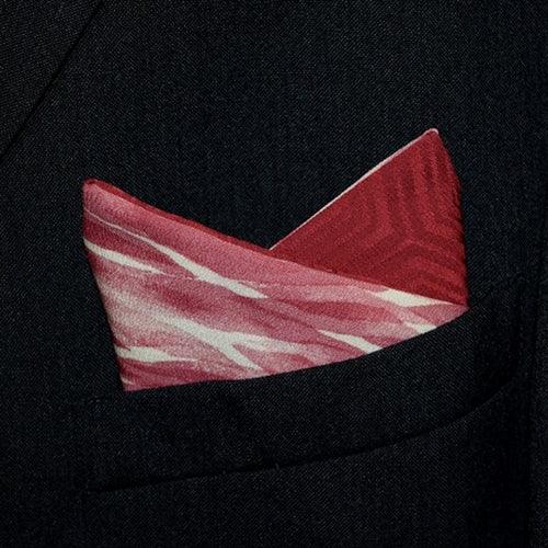 "Burgundy Birches" - Reversible Pocket Square - Kyoto Kimono