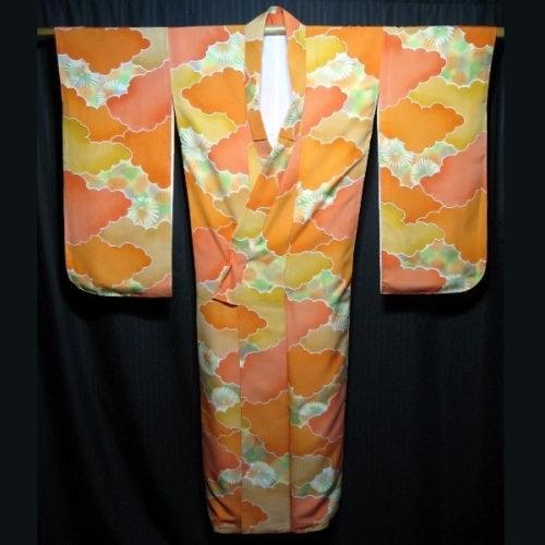 "Citrus Clouds" Furisode Kimono - Kyoto Kimono