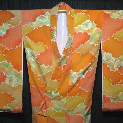 "Citrus Clouds" Furisode Kimono - Kyoto Kimono