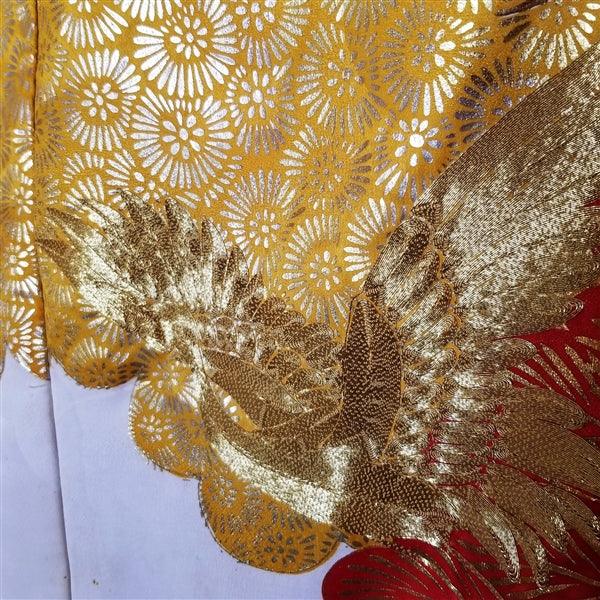 "Couched Crane" Vintage Wedding Kimono (Uchikake) - Kyoto Kimono