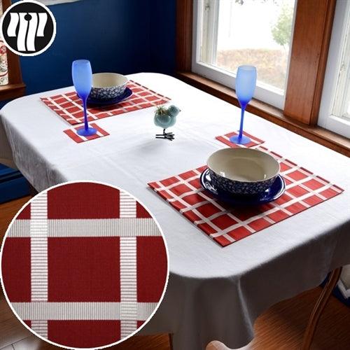 "Crimson Grid" Place Mat Set - Kyoto Kimono