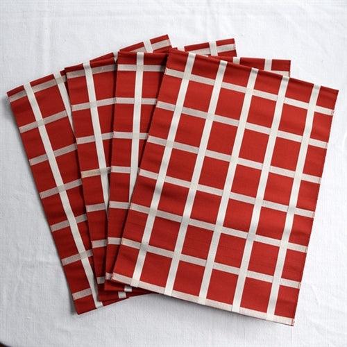 "Crimson Grid" Place Mat Set - Kyoto Kimono