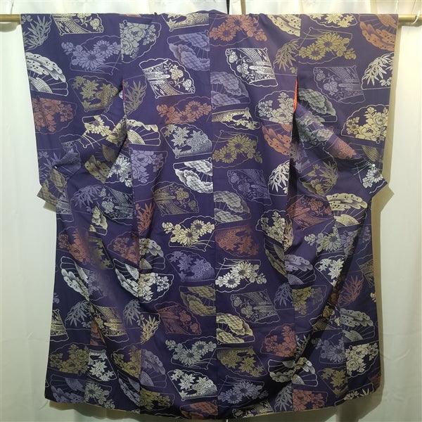 "Dancing Fans" Vintage Kimono - Kyoto Kimono