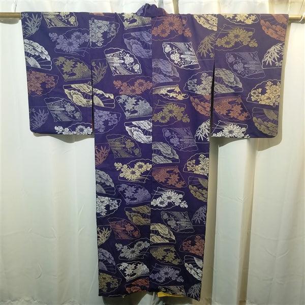 "Dancing Fans" Vintage Kimono - Kyoto Kimono