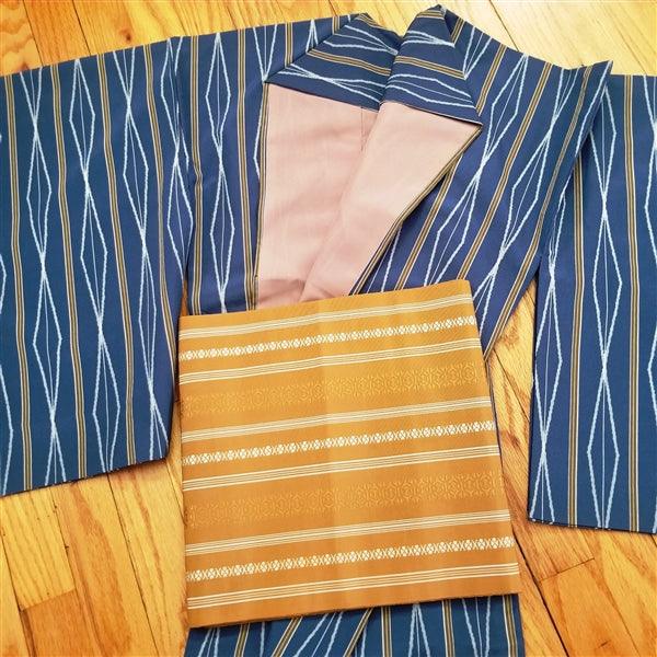 "Earthy Hues" Kimono Obi Set - Kyoto Kimono